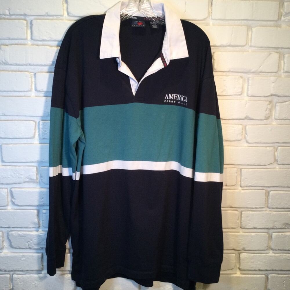 Perry Ellis America Rugby Color Block Retro Polo XXL